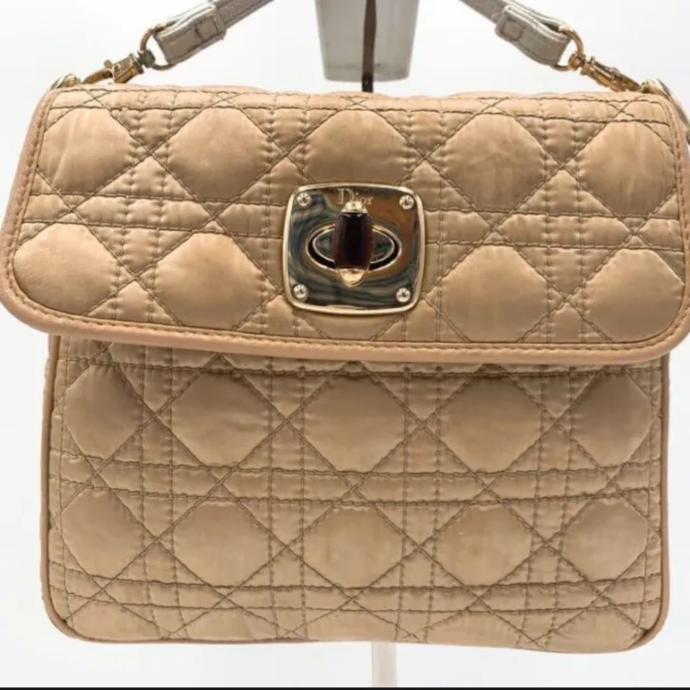 DIOR / Christian Dior Lady Dior Medium Bag Light Brown Beige Handbag